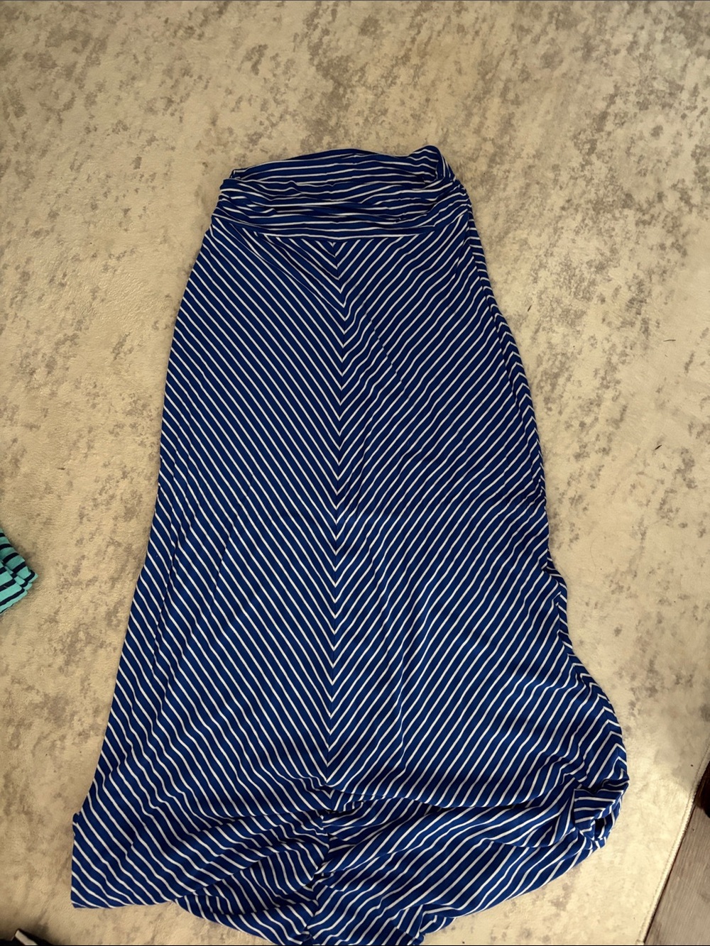 Blue and White Striped Maxi Skirt